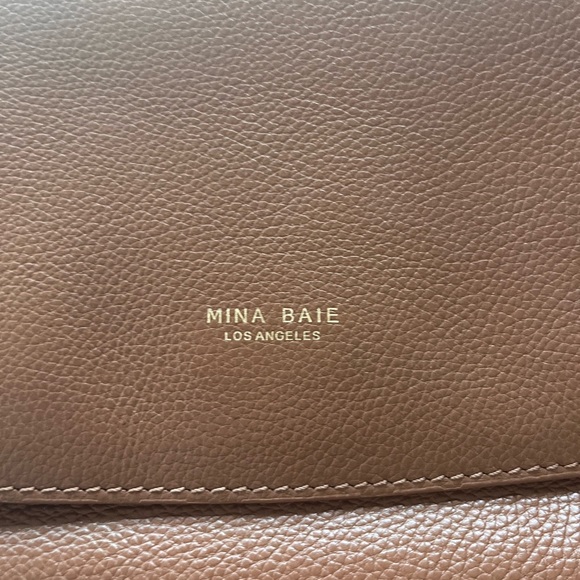 Mina Baie Leather Mini Kinney Diaper Backpack Dark Tan - Picture 7 of 7